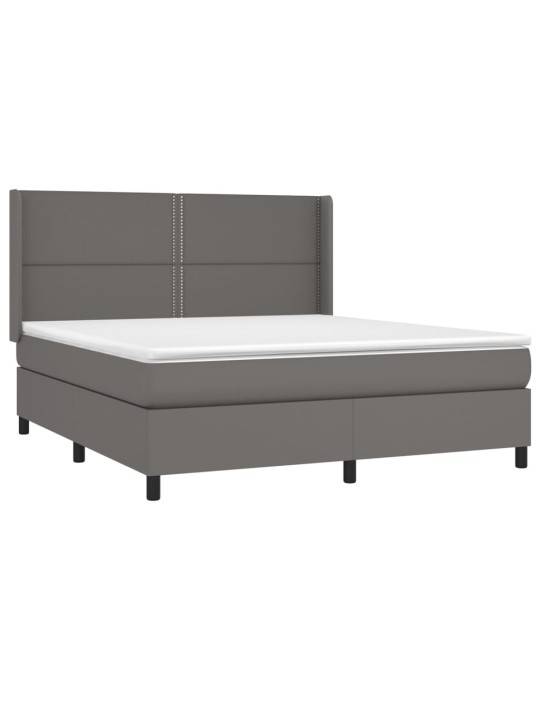 Box spring postel s matrací a LED šedá 180x200 cm umělá kůže