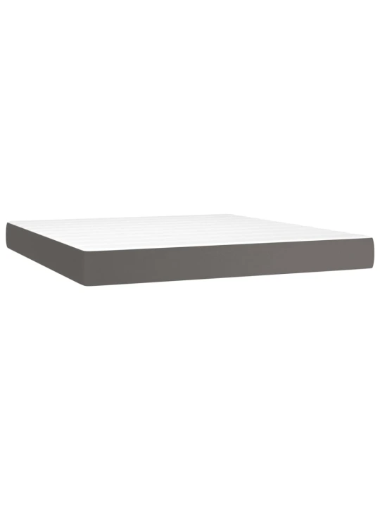 Box spring postel s matrací a LED šedá 180x200 cm umělá kůže
