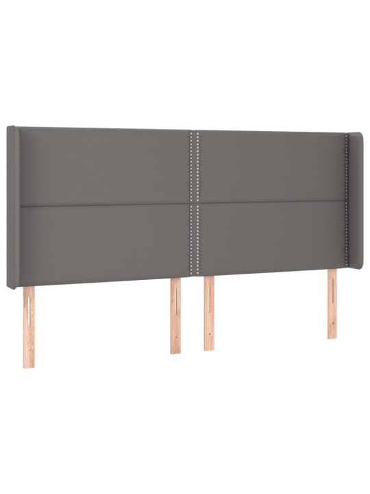 Box spring postel s matrací a LED šedá 180x200 cm umělá kůže