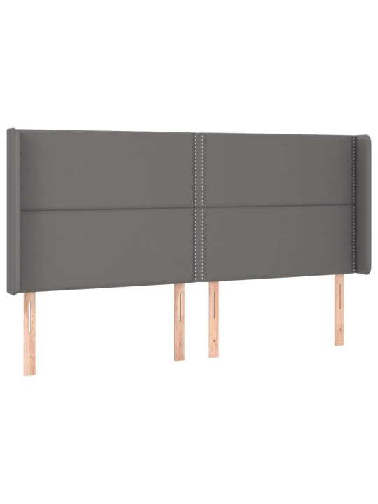 Box spring postel s matrací a LED šedá 180x200 cm umělá kůže