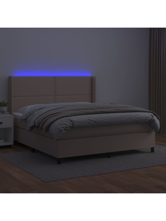 Box spring postel matrace a led cappuccino 180x200cm umělá kůže