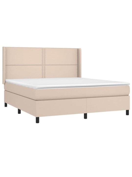 Box spring postel matrace a led cappuccino 180x200cm umělá kůže