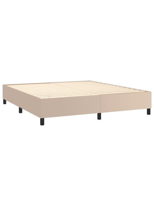 Box spring postel matrace a led cappuccino 180x200cm umělá kůže