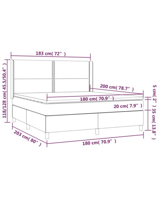Box spring postel matrace a led cappuccino 180x200cm umělá kůže