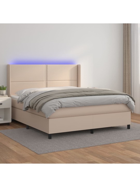 Box spring postel matrace a led cappuccino 180x200cm umělá kůže