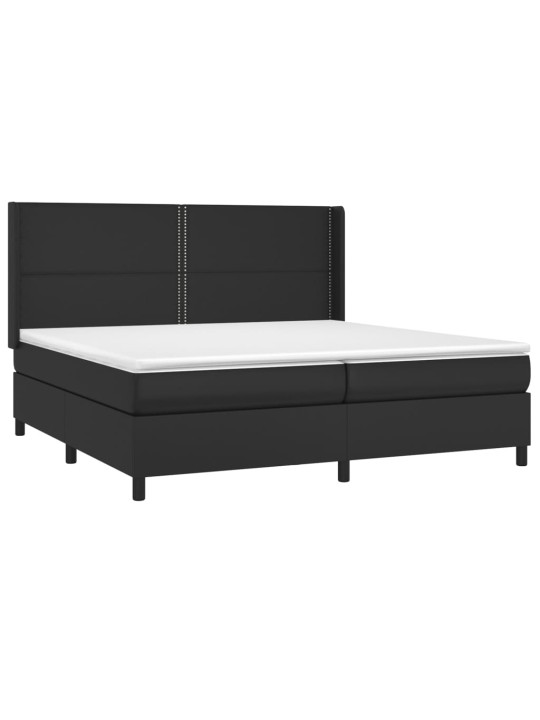 Box spring postel s matrací a LED černá 200x200 cm umělá kůže