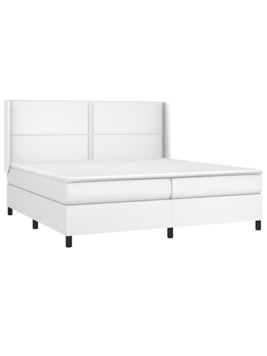 Box spring postel s matrací a LED bílá 200x200 cm umělá kůže