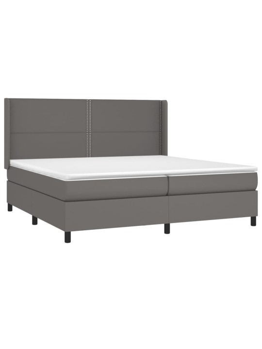 Box spring postel s matrací a led šedá 200x200 cm umělá kůže