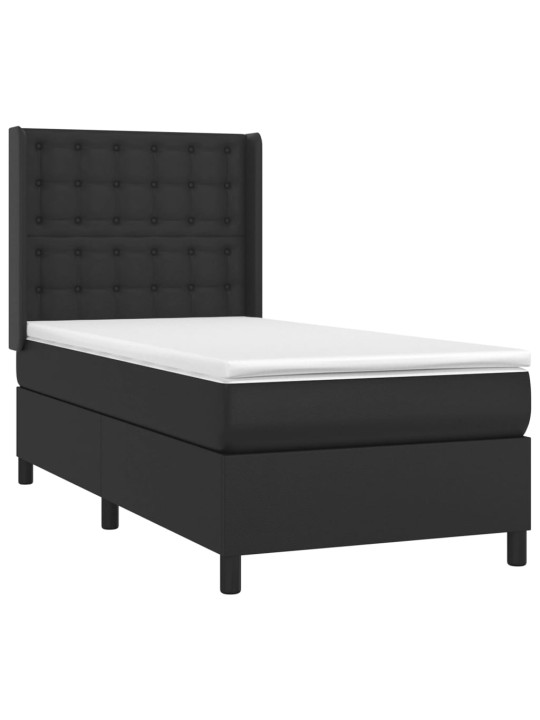 Box spring postel s matrací a LED černá 80 x 200 cm umělá kůže