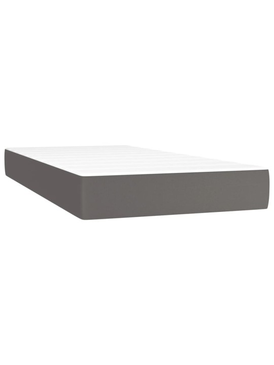 Box spring postel s matrací a LED šedá 90x190 cm umělá kůže