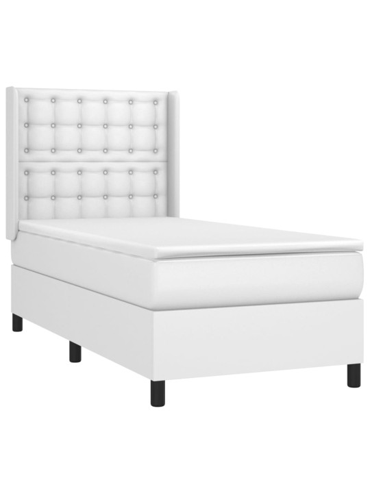 Box spring postel s matrací a LED bílá 90x200 cm umělá kůže
