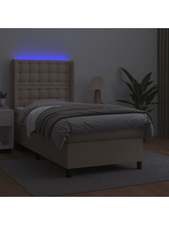 Box spring postel matrace a led cappuccino 100x200cm umělá kůže