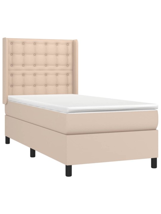 Box spring postel matrace a led cappuccino 100x200cm umělá kůže