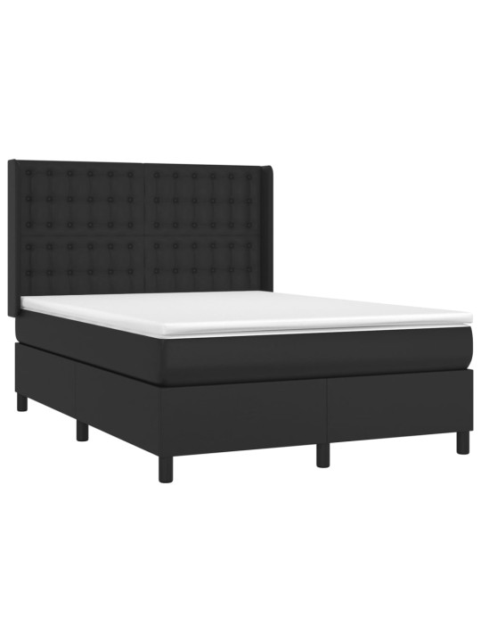 Box spring postel s matrací a LED černá 140 x 190 cm umělá kůže