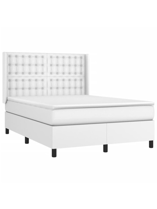 Box spring postel s matrací a LED bílá 140x200 cm umělá kůže