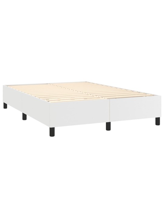 Box spring postel s matrací a LED bílá 140x200 cm umělá kůže