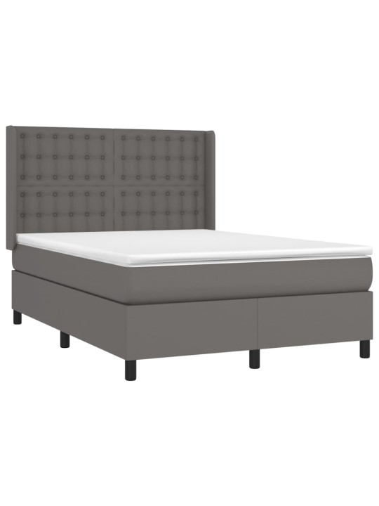 Box spring postel s matrací a LED šedá 140x200 cm umělá kůže