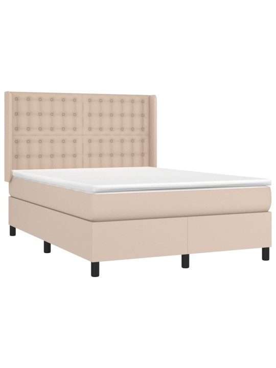 Box spring postel matrace a led cappuccino 140x200cm umělá kůže