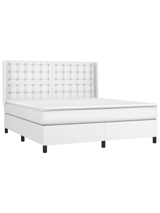 Box spring postel s matrací a LED bílá 160x200 cm umělá kůže