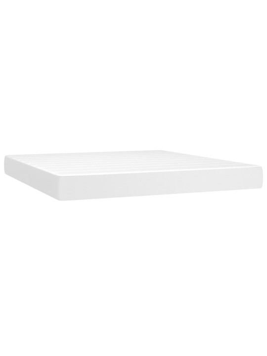 Box spring postel s matrací a LED bílá 160x200 cm umělá kůže