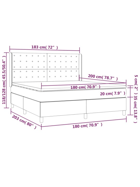 Box spring postel s matrací a LED černá 180x200 cm umělá kůže