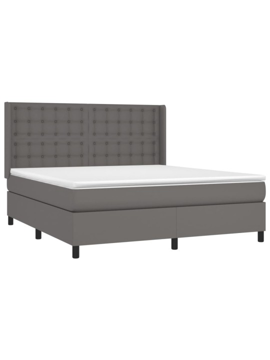 Box spring postel s matrací a LED šedá 180x200 cm umělá kůže