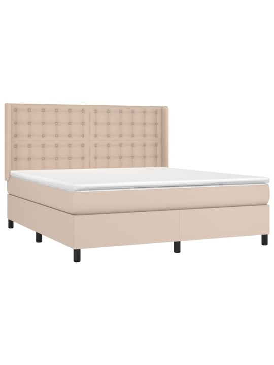 Box spring postel matrace a led cappuccino 180x200cm umělá kůže