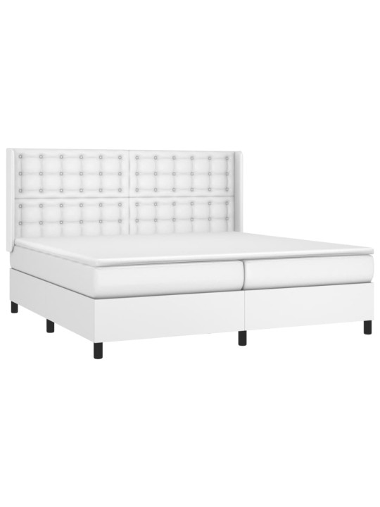 Box spring postel s matrací a LED bílá 200x200 cm umělá kůže