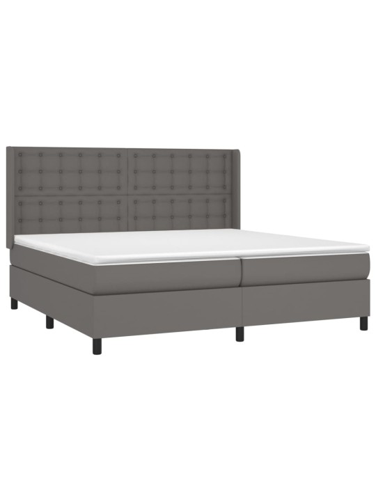Box spring postel s matrací a led šedá 200x200 cm umělá kůže