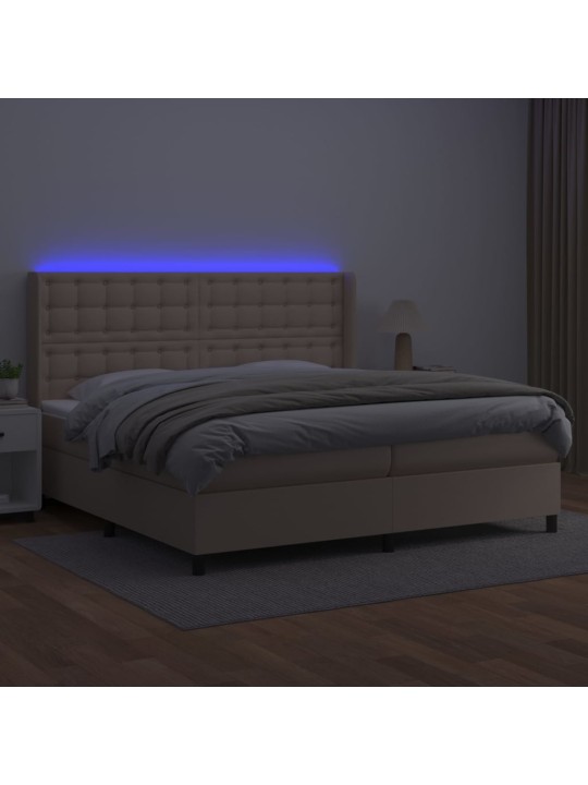 Box spring postel matrace a led cappuccino 200x200cm umělá kůže