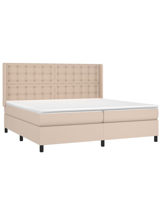Box spring postel matrace a led cappuccino 200x200cm umělá kůže