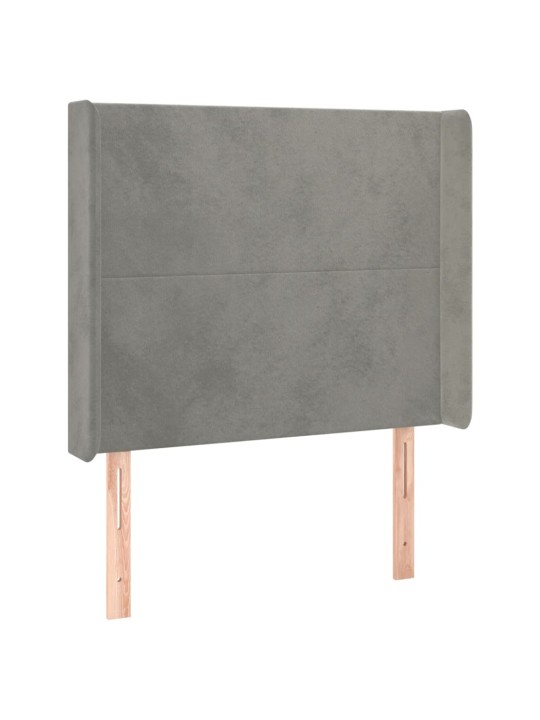 Box spring postel s matrací a LED světle šedá 80 x 200 cm samet