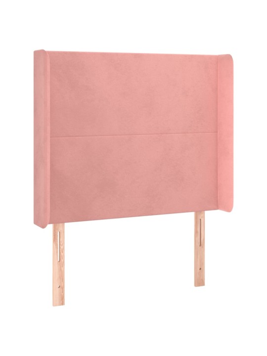Box spring postel s matrací a LED růžová 80 x 200 cm samet