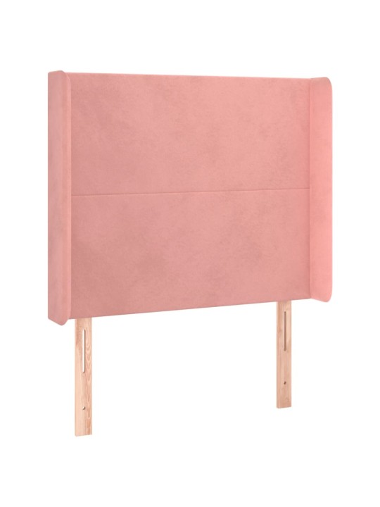 Box spring postel s matrací a LED růžová 90x190 cm samet