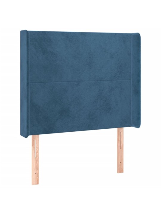 Box spring postel s matrací a led tmavě modrá 90x200 cm samet