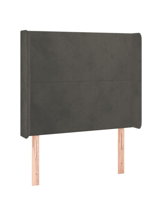 Box spring postel s matrací a LED tmavě šedá 100x200 cm samet
