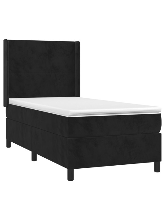 Box spring postel s matrací a LED černá 100x200 cm samet
