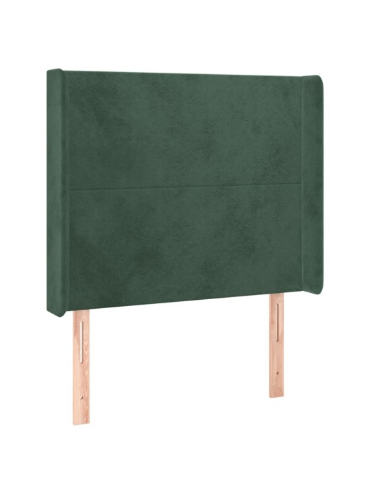 Box spring postel s matrací a LED tmavě zelená 100x200 cm samet