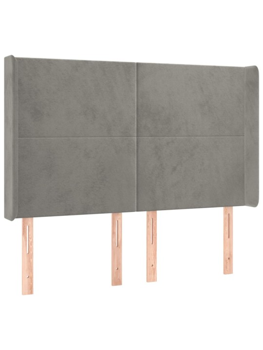Box spring postel s matrací a LED světle šedá 140x190 cm samet