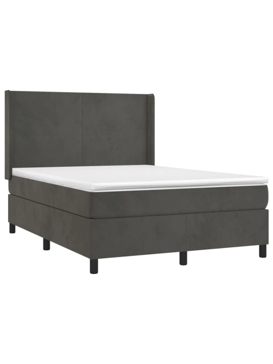 Box spring postel s matrací a LED tmavě šedá 140x190 cm samet