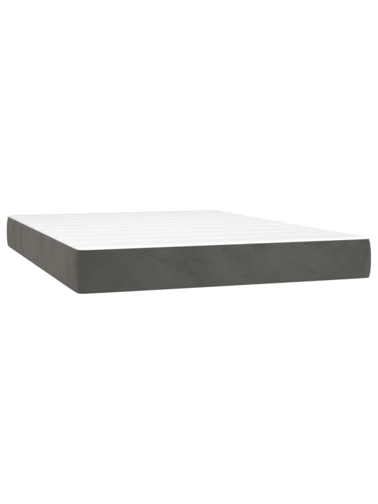 Box spring postel s matrací a LED tmavě šedá 140x190 cm samet