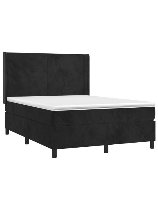 Box spring postel s matrací a LED černá 140x190 cm samet