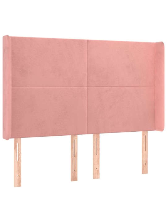 Box spring postel s matrací a led růžová 140x190 cm samet