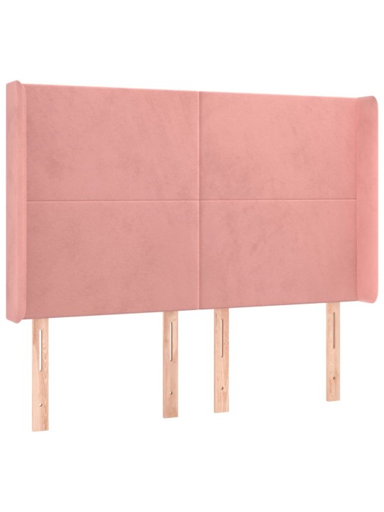 Box spring postel s matrací a led růžová 140x200 cm samet