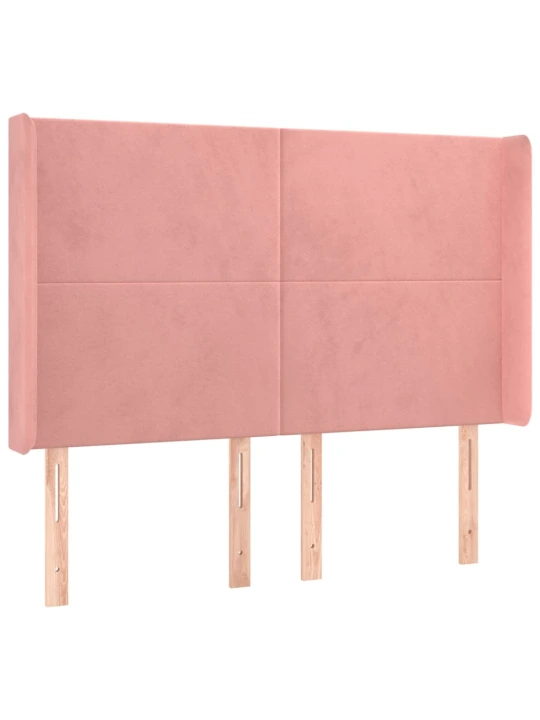 Box spring postel s matrací a led růžová 140x200 cm samet