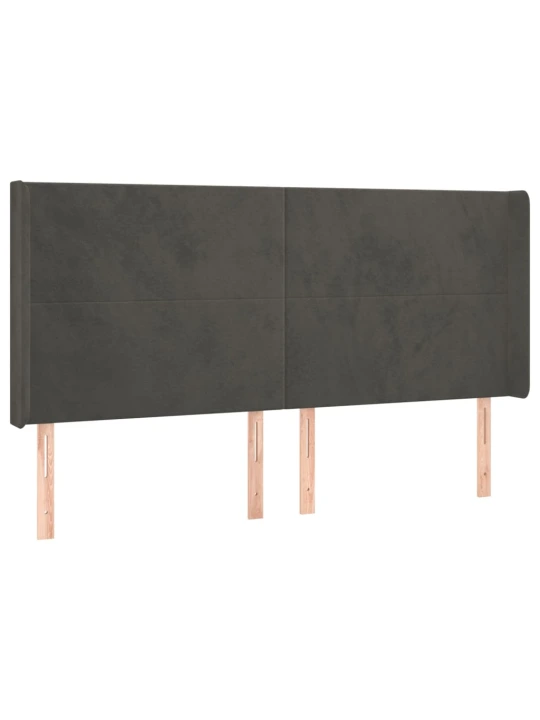 Box spring postel s matrací a LED tmavě šedá 160x200 cm samet