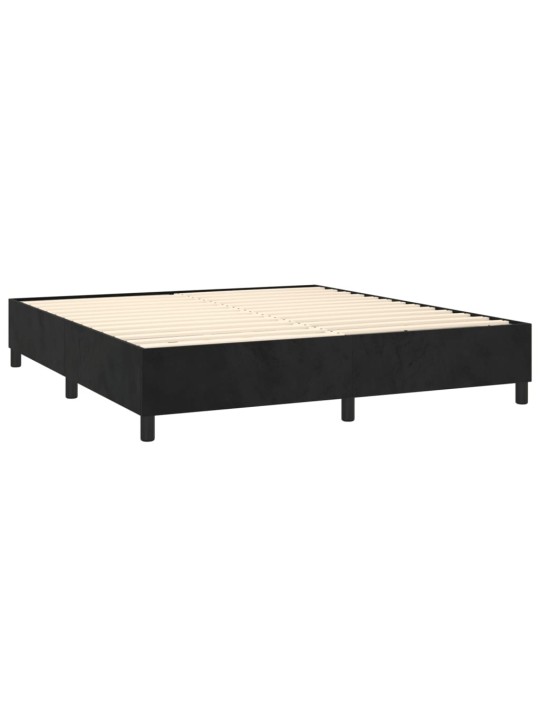 Box spring postel s matrací a LED černá 160x200 cm samet
