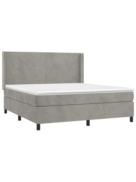 Box spring postel s matrací a LED světle šedá 180x200 cm samet