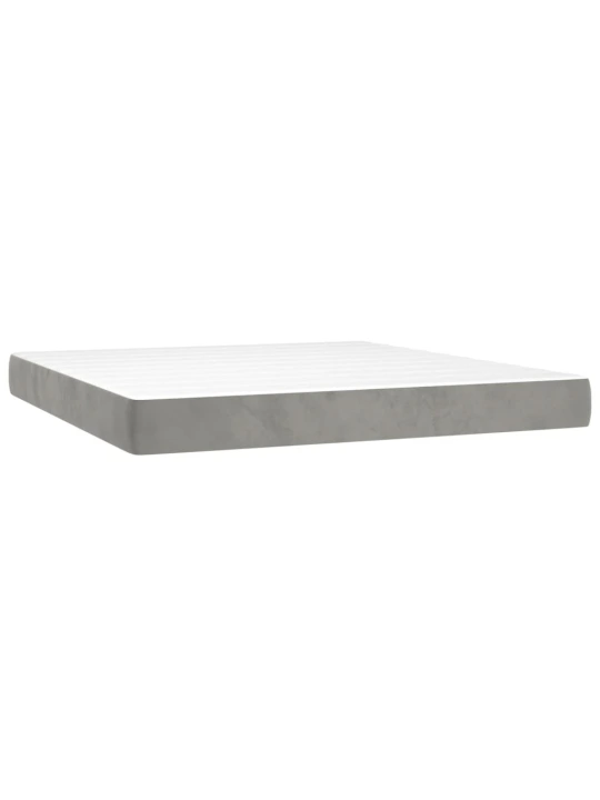 Box spring postel s matrací a LED světle šedá 180x200 cm samet