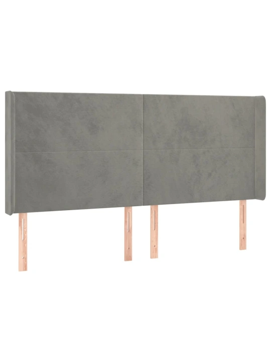 Box spring postel s matrací a LED světle šedá 180x200 cm samet